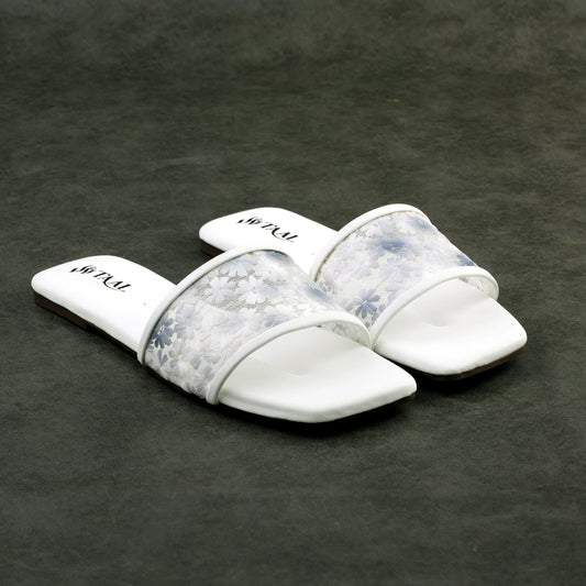 Flora White women flat slippers