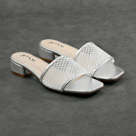 Gliss Silver women heel slippers