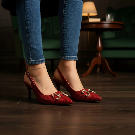 Kebry Maroon Women stilettos sandal