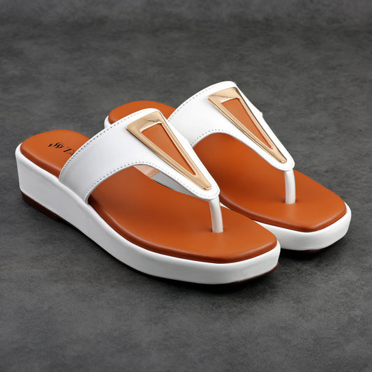 Vento White women wedge slippers