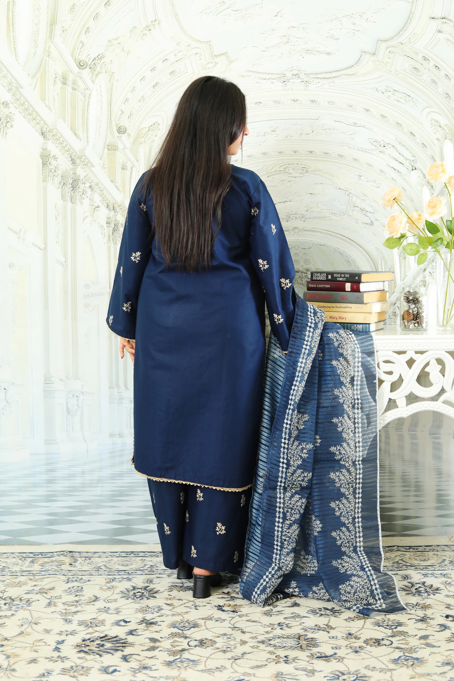 Alisa Navy Embroidered 3Pcs