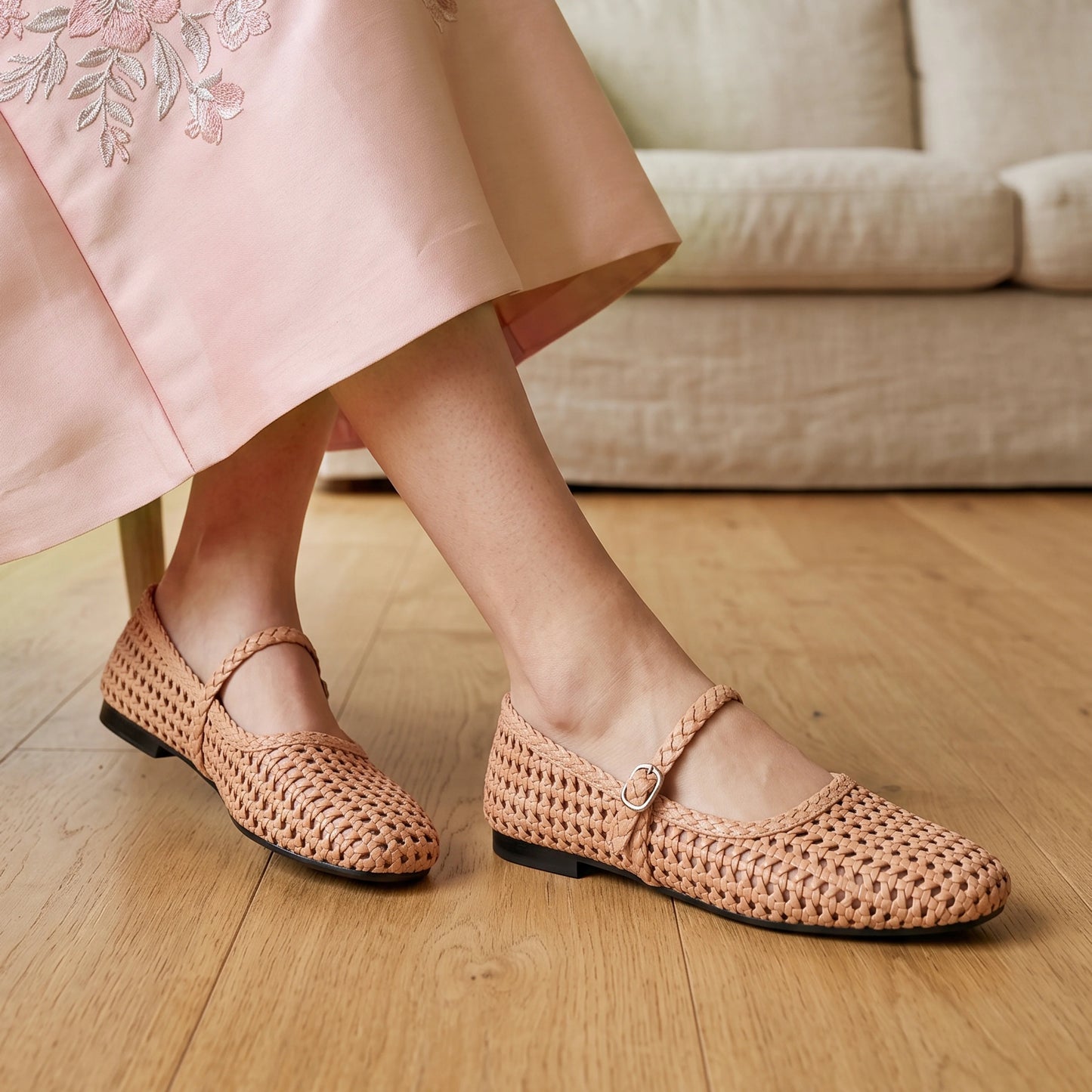 Braiden Peach Mary jane's women Pumps
