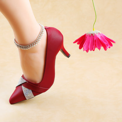 Dazzle Maroon Women Court Shoes