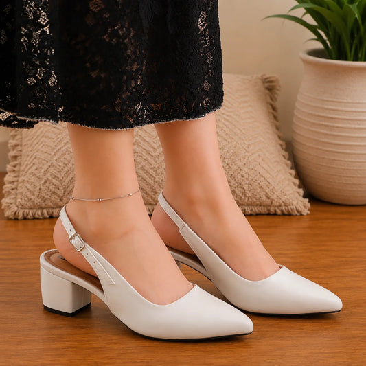 Estrela Heeled Slingbacks White