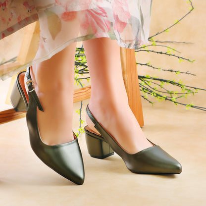 Estrela Heeled Slingbacks Green