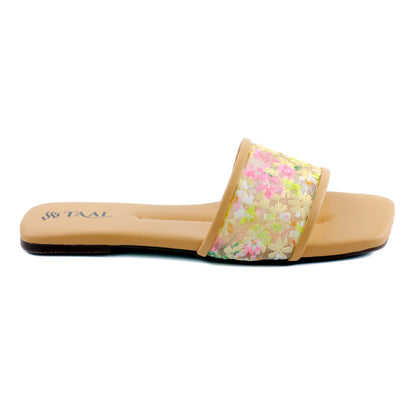 Flora Beige women flat slippers