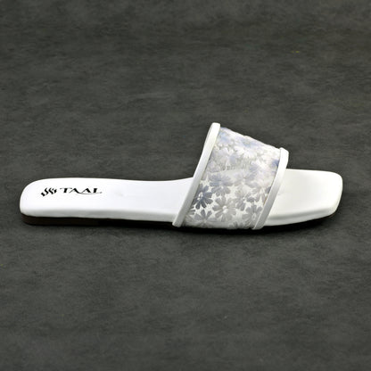 Flora White women flat slippers