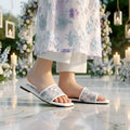 Flora White women flat slippers