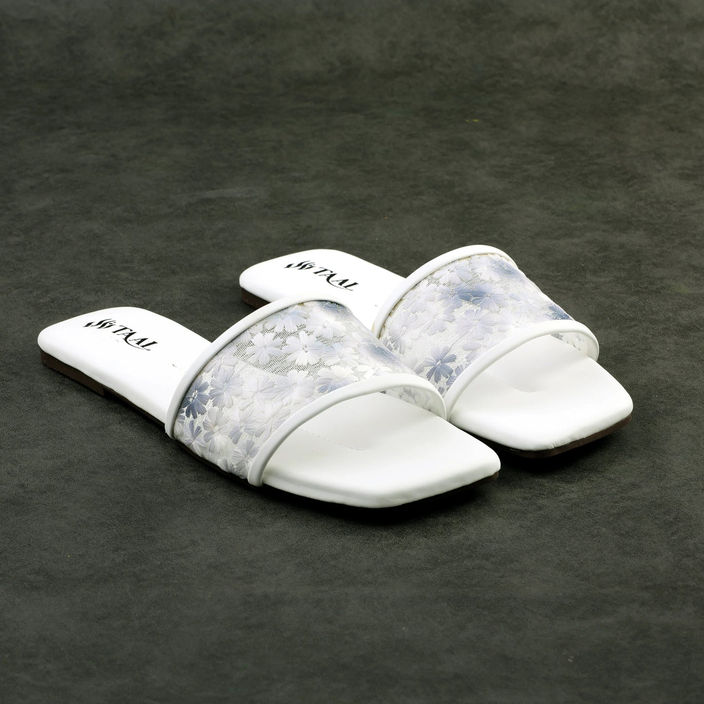 Flora White women flat slippers