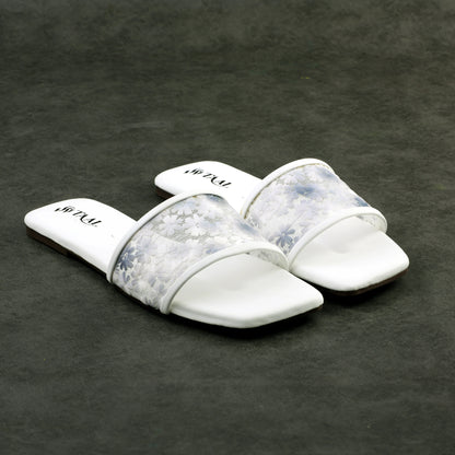 Flora White women flat slippers