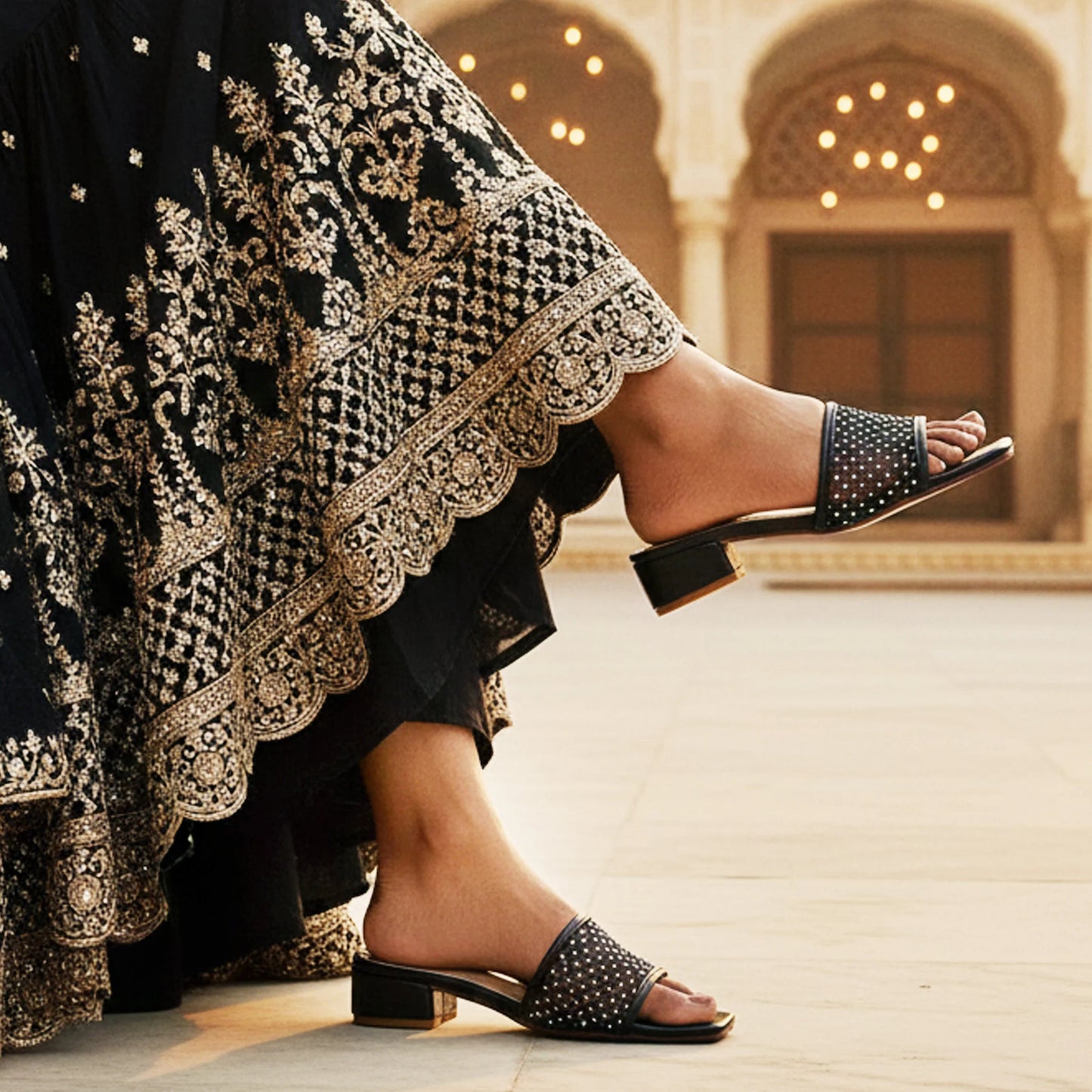 Gliss Black women heel slippers