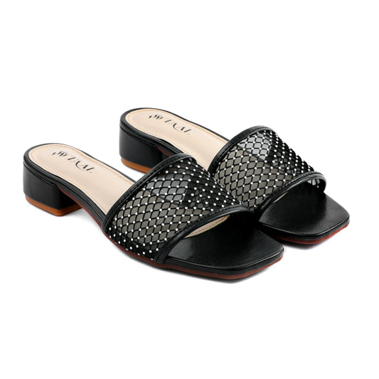 Gliss Black women heel slippers