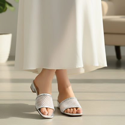 Gliss Silver women heel slippers