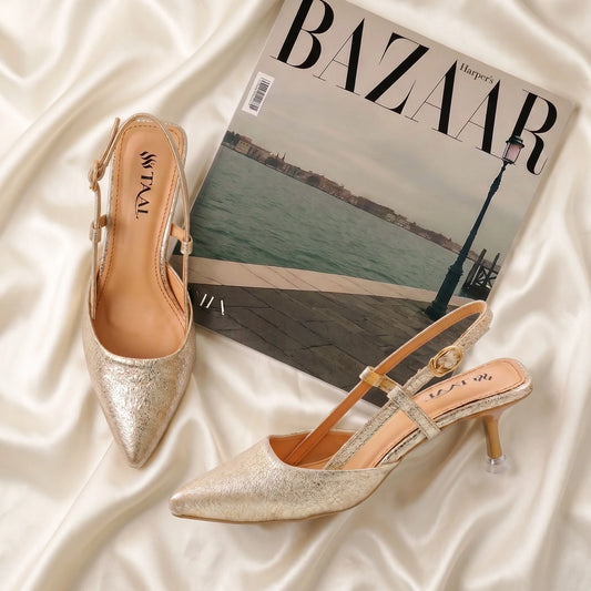 Glorea Golden Women Heel Sandals