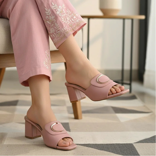 Hazel Pink women heel slippers