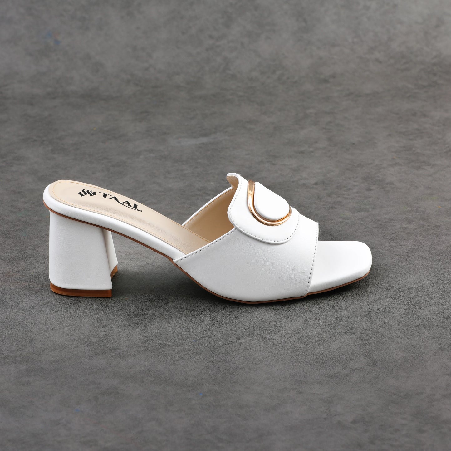 Hazel White women heel slippers