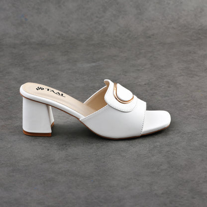 Hazel White women heel slippers