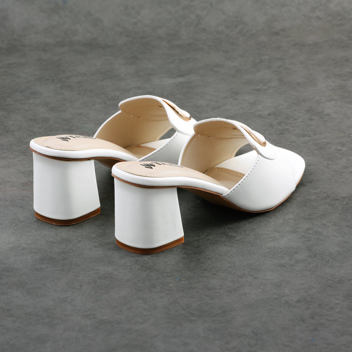 Hazel White women heel slippers