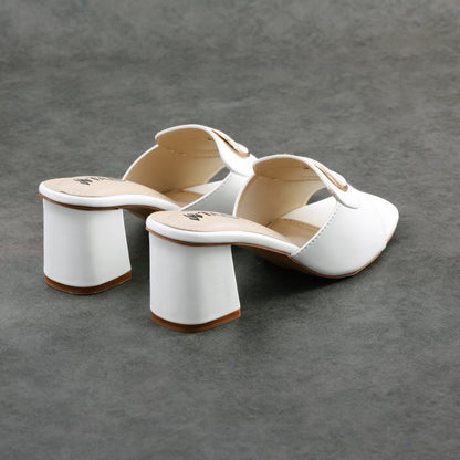 Hazel White women heel slippers