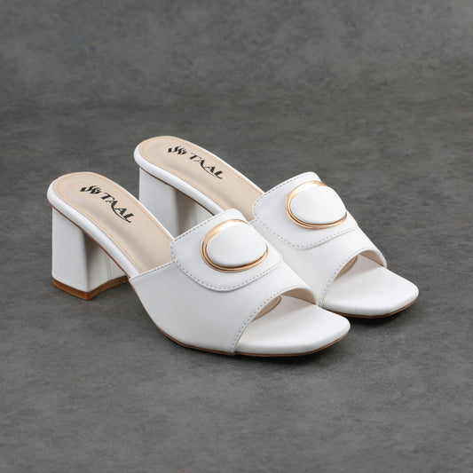 Hazel White women heel slippers