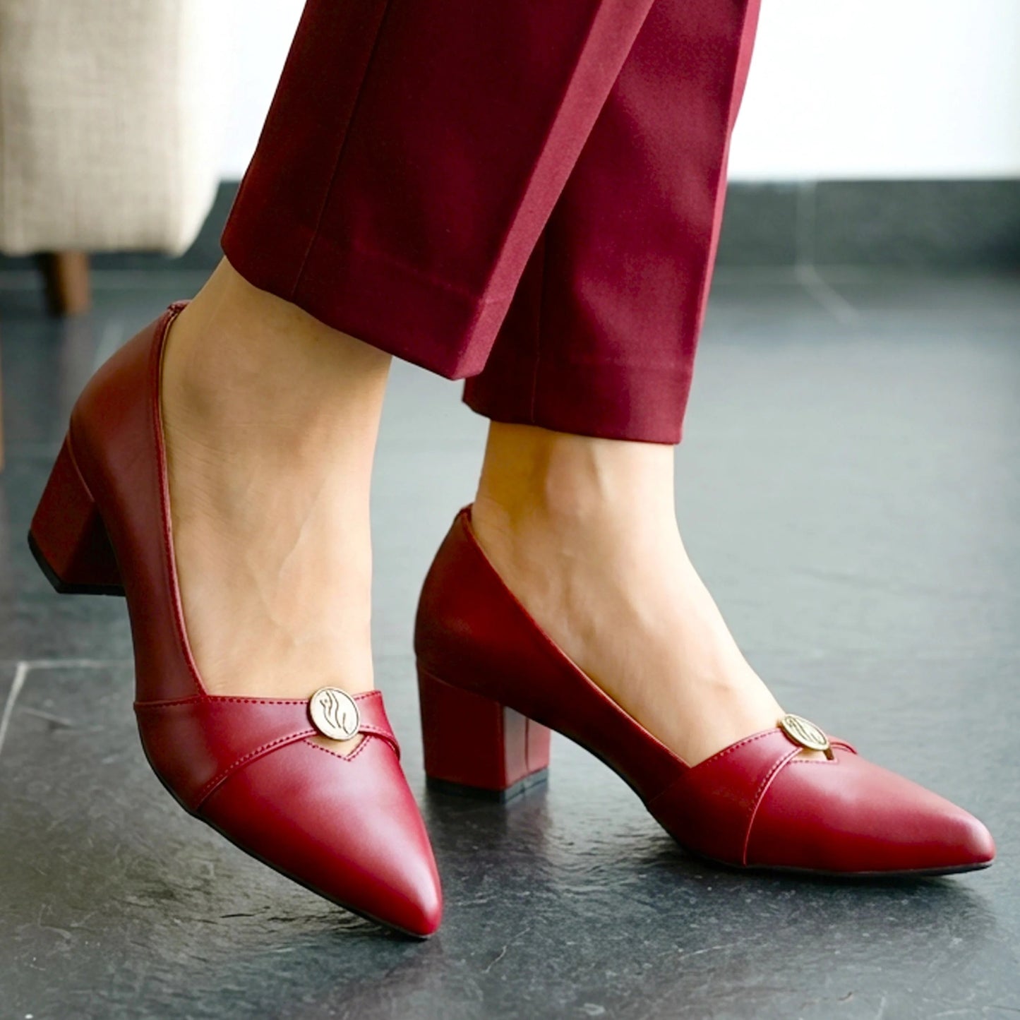 Ismera Maroon Women Court Shoes