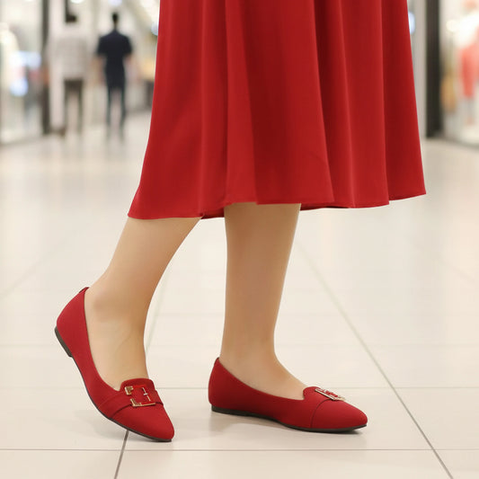 Juna Maroon Women Flat Pumps