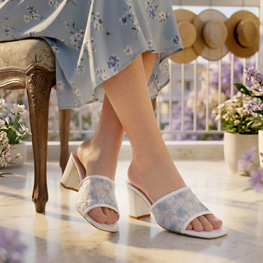 Kasmy White women floral heels