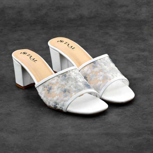 Kasmy White women floral heels