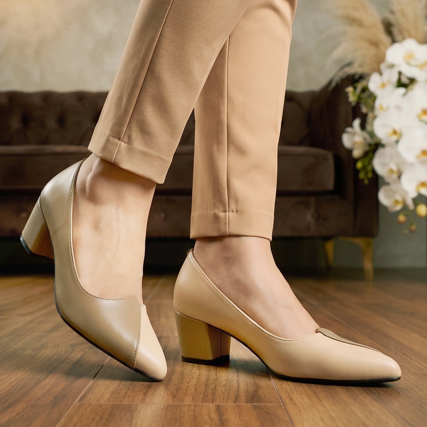 Katrel Beige Women Court Shoes