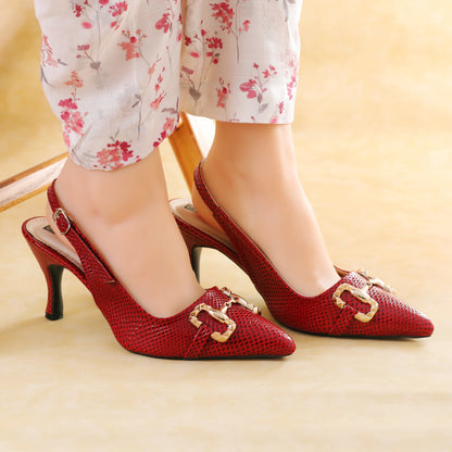 Kebry Maroon Women stilettos sandal