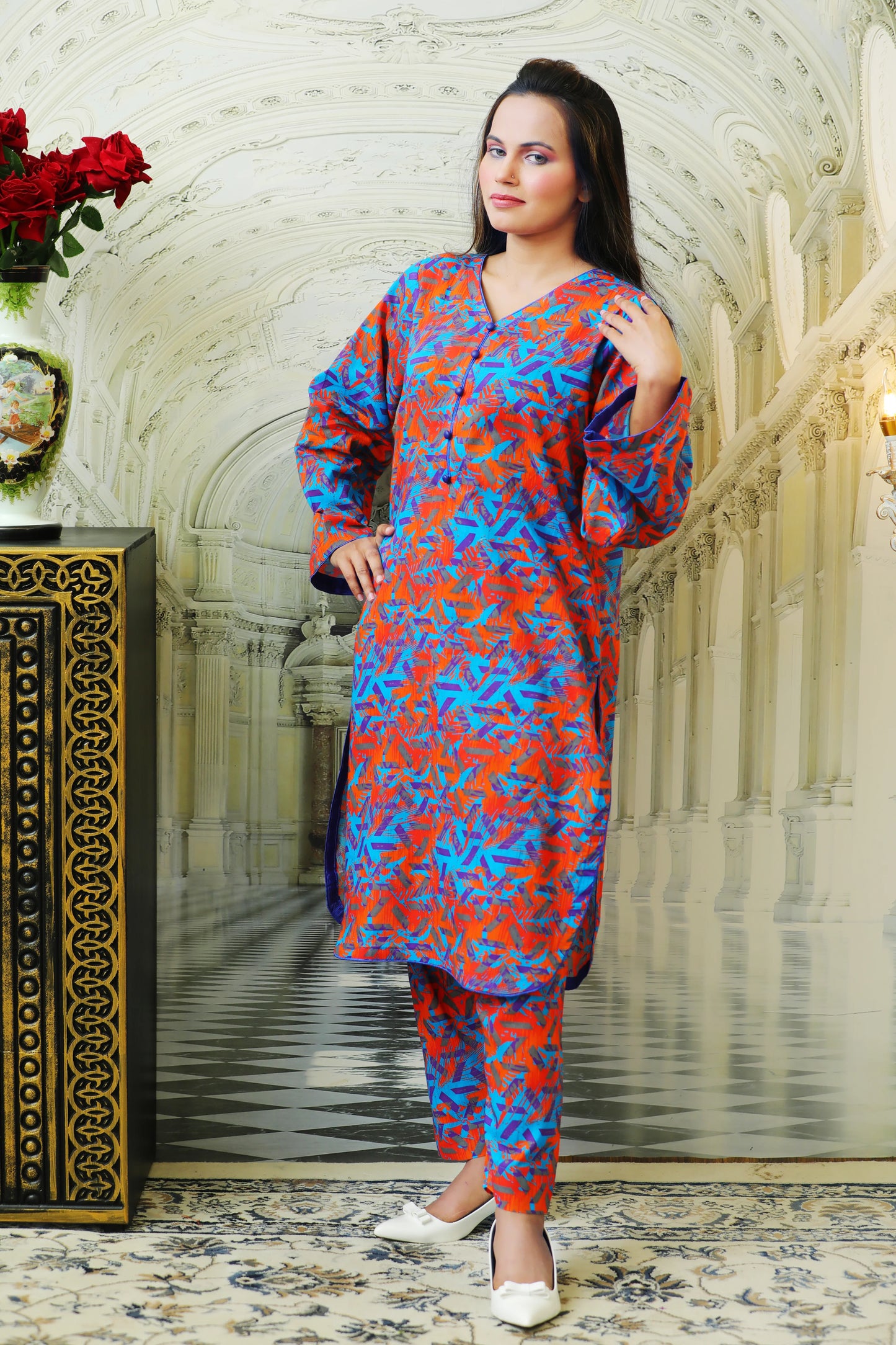 Lenora Blue Printed 2Pcs