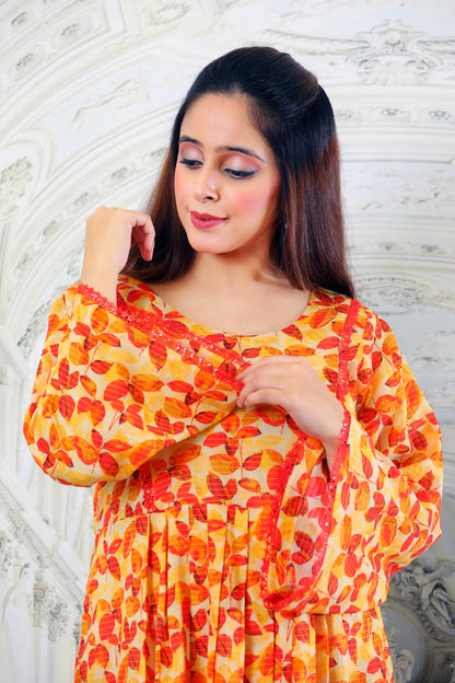 Lacey Orange Printed 2pcs