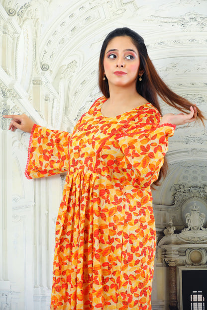 Lacey Orange Printed 2pcs