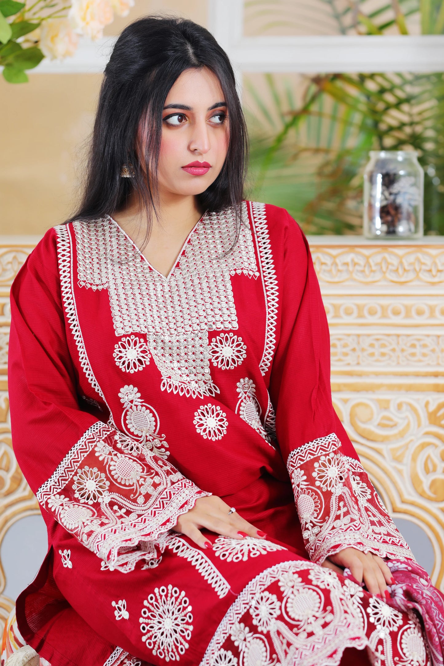 Larisa Maroon Embroidered 3Pcs
