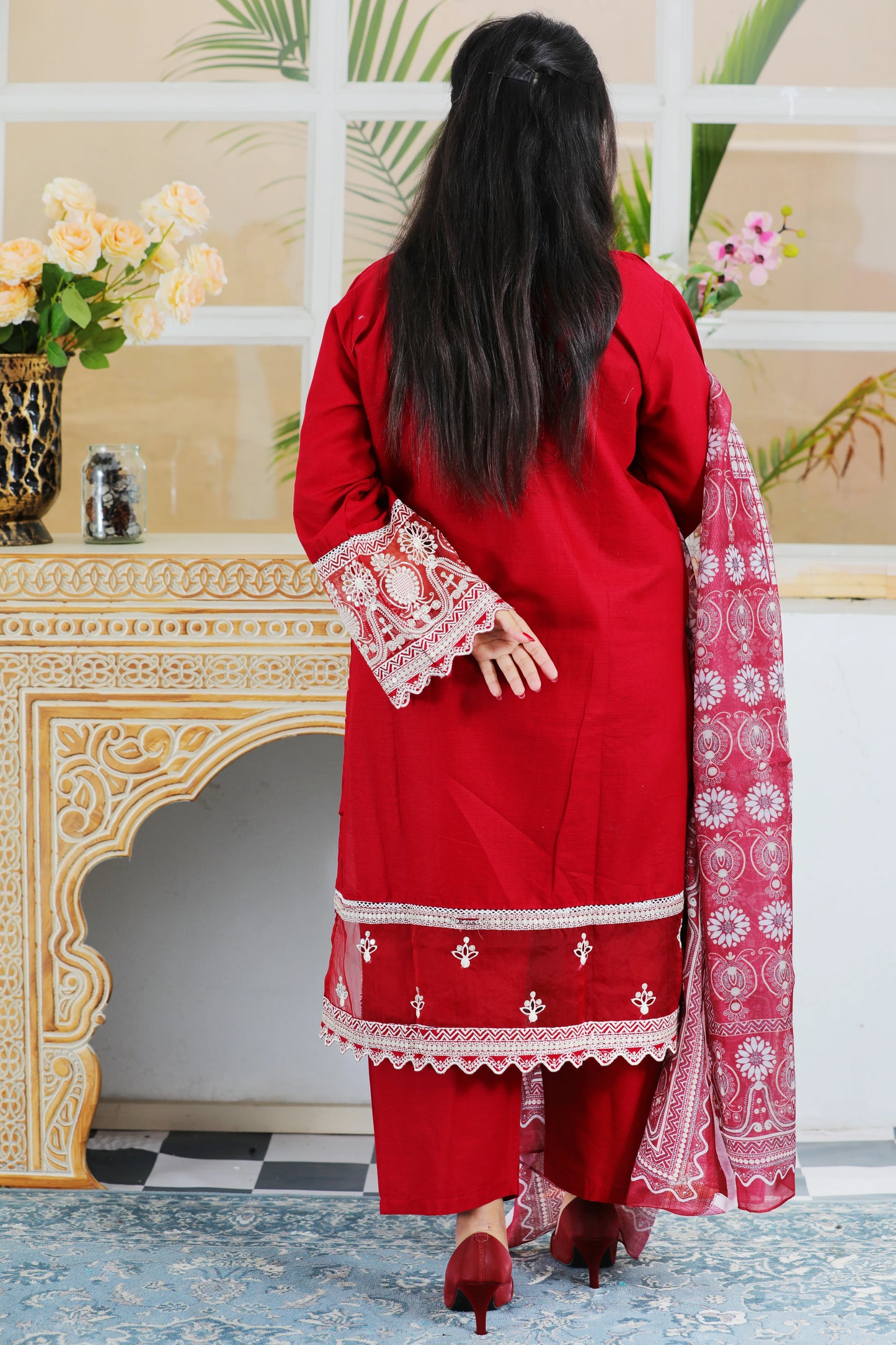 Larisa Maroon Embroidered 3Pcs