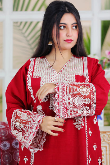 Larisa Maroon Embroidered 3Pcs