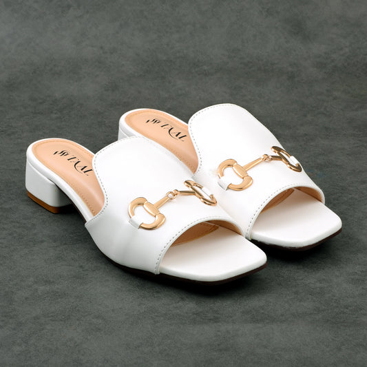 Lenty White Women heel Slippers