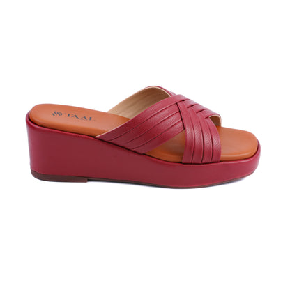 Moxie Maroon women wedge slippers