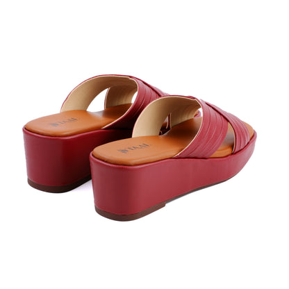 Moxie Maroon women wedge slippers