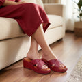 Moxie Maroon women wedge slippers