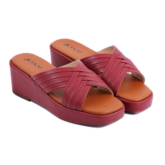 Moxie Maroon women wedge slippers