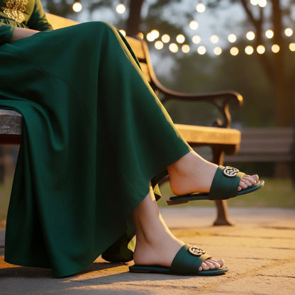 Octo Green Women flat slipper