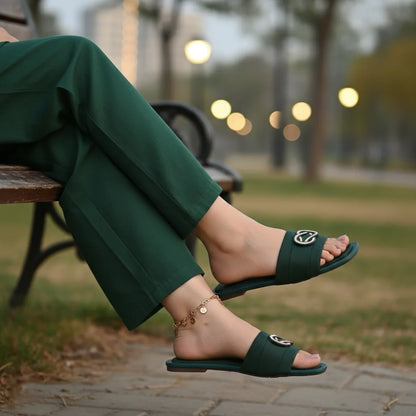 Octo Green Women flat slipper