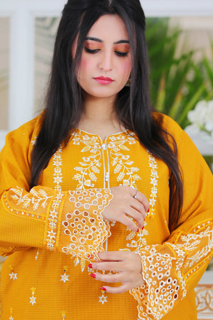 Ofeliya Mustard Embroidered 3Pcs