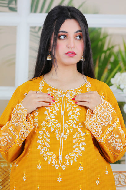 Ofeliya Mustard Embroidered 3Pcs