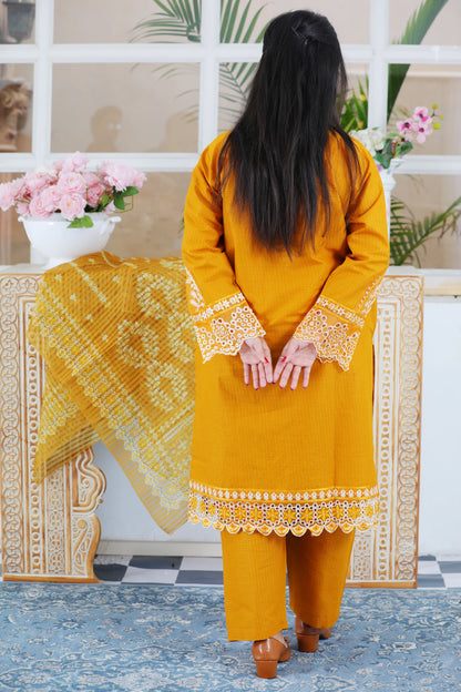 Ofeliya Mustard Embroidered 3Pcs