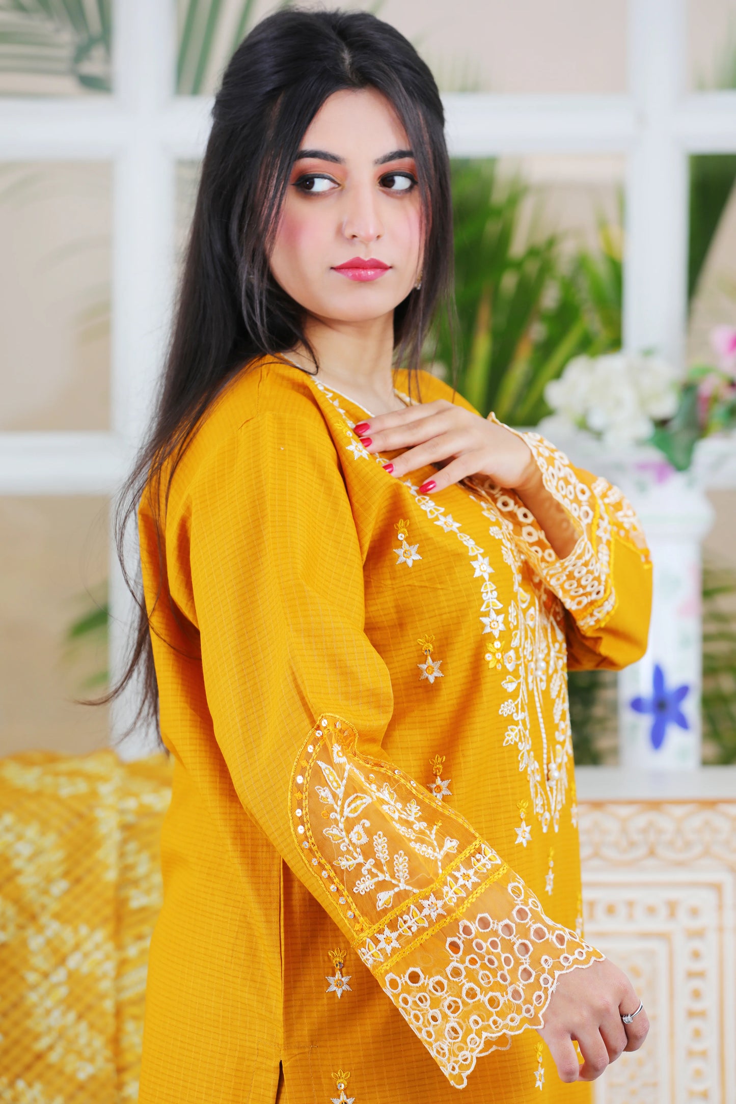 Ofeliya Mustard Embroidered 3Pcs