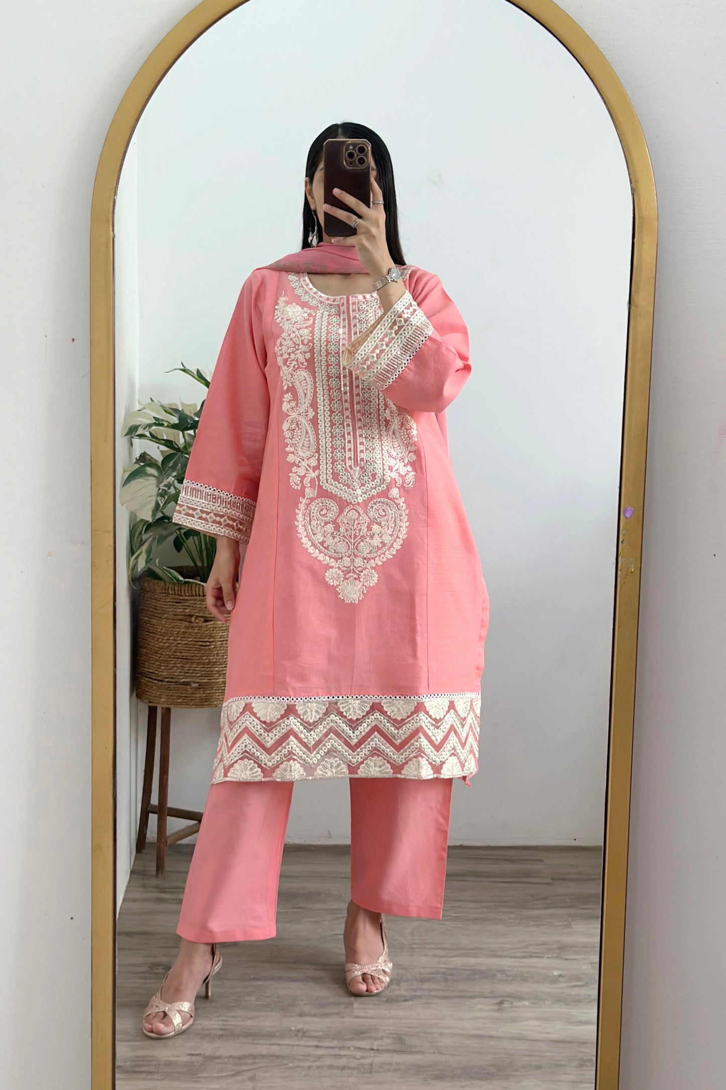 Oksana Pink Embroidered 3Pcs