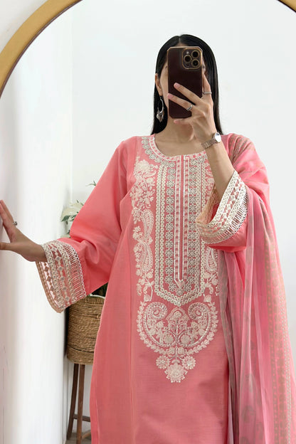 Oksana Pink Embroidered 3Pcs