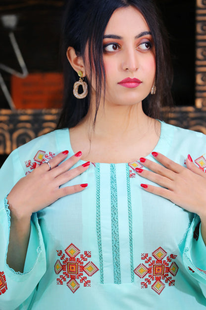 Rozalia Aqua Embroidered 3Pcs